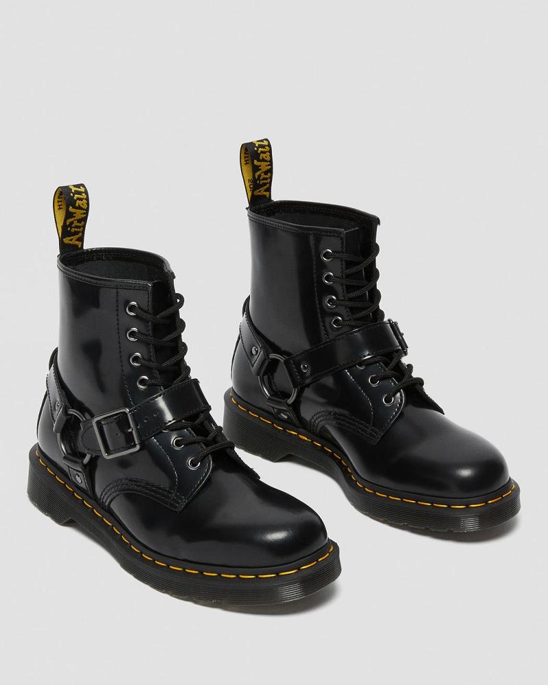 Dr Martens 1460 Harness Lær Snørestøvletter Dame Svarte | Norge 608EBC